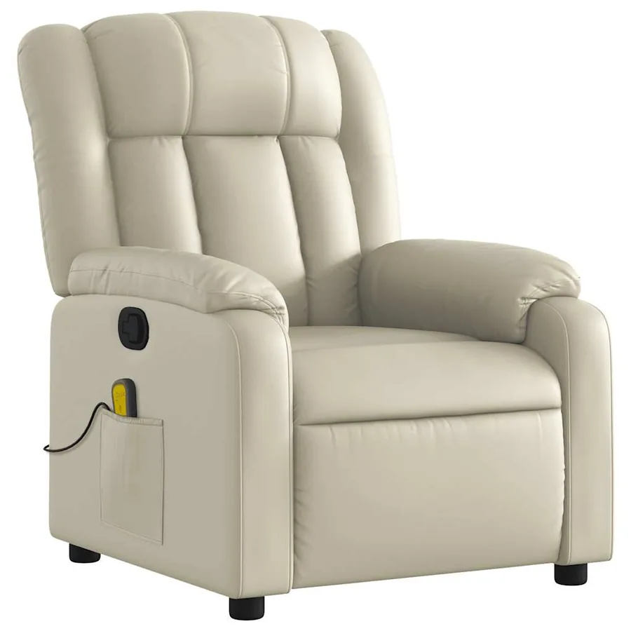 Fauteuil inclinable de massage Crème Similicuir - 4