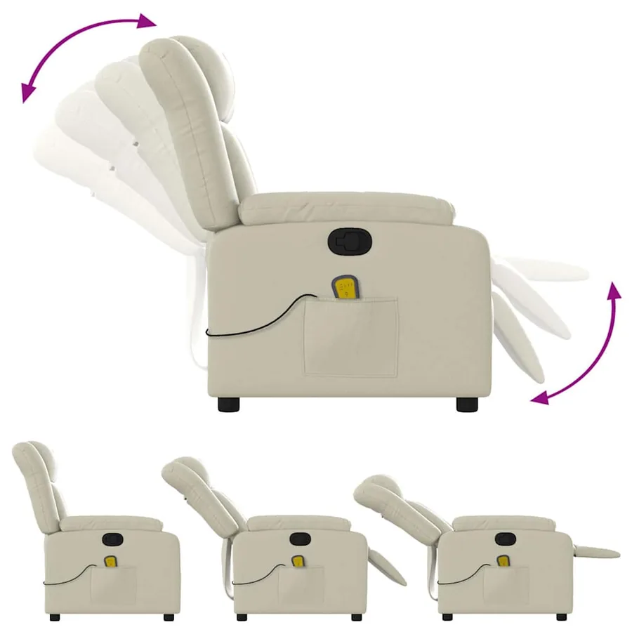 Fauteuil inclinable de massage Crème Similicuir - 6