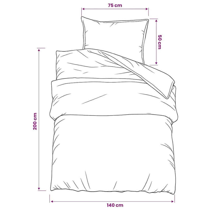 Ensemble de housse de couette Gris 140x200 cm Coton - 6
