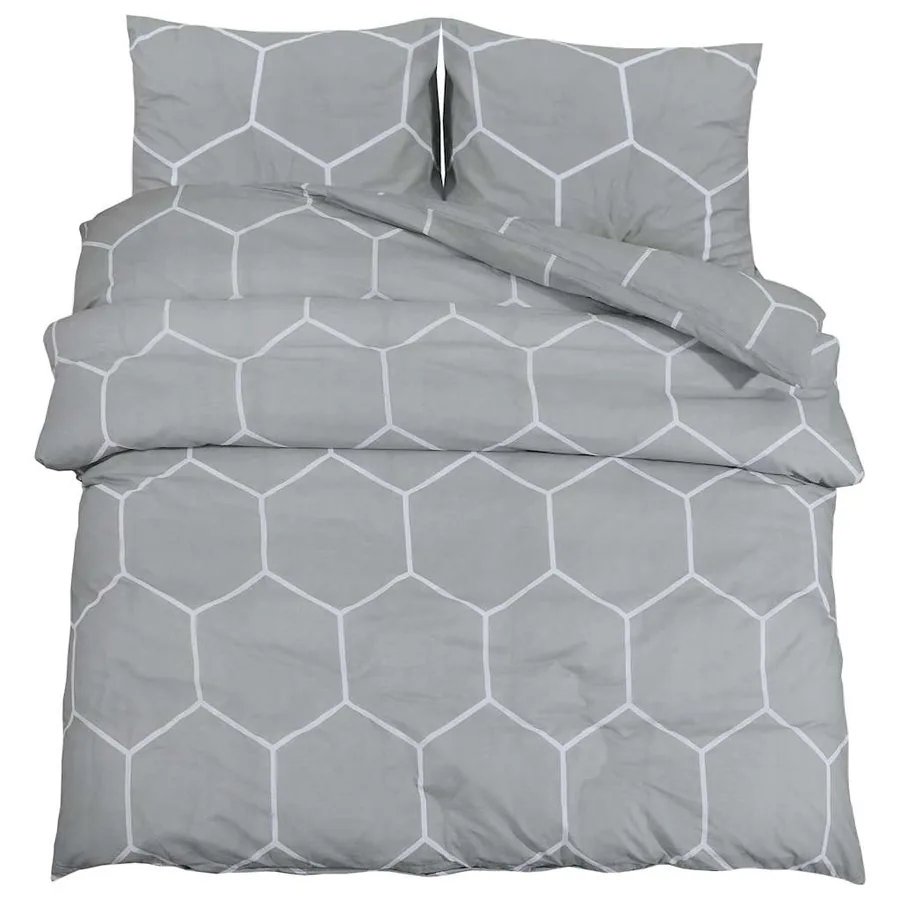 Ensemble de housse de couette Gris 200x220 cm Coton - 2