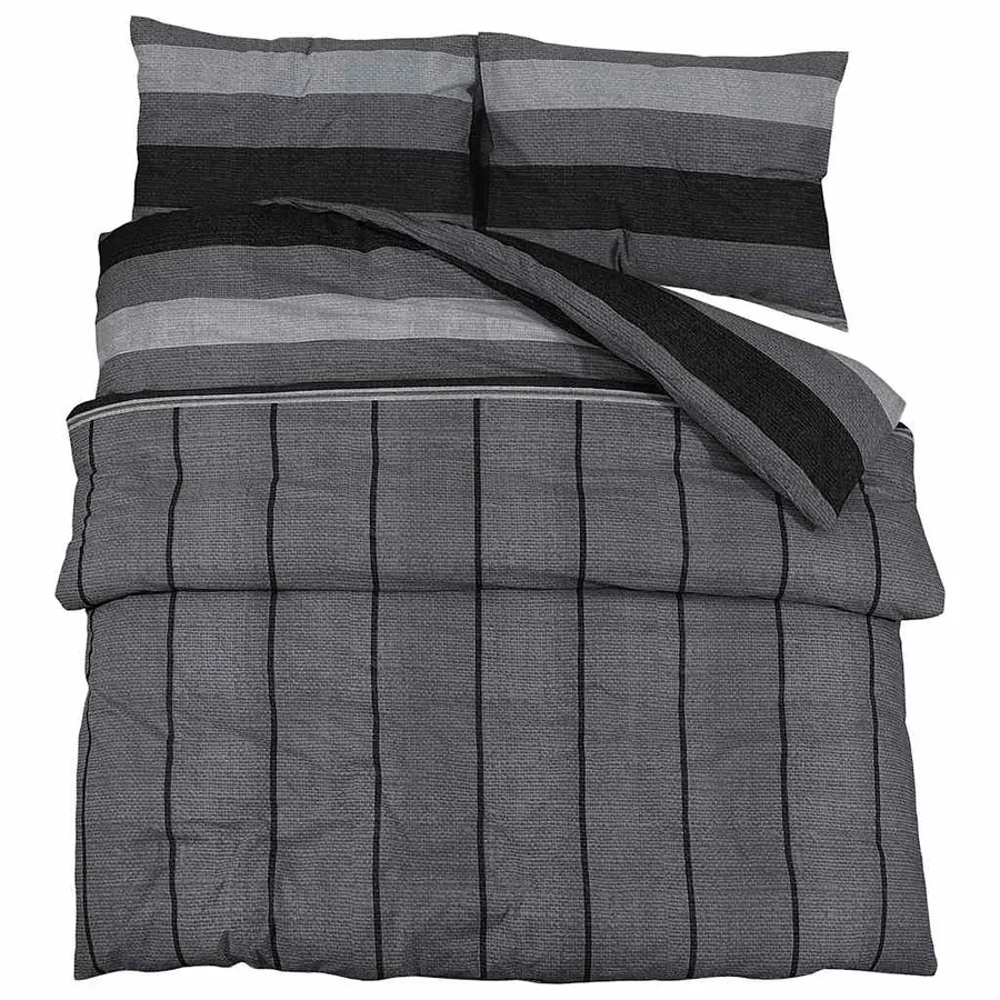 Ensemble de housse de couette gris foncé 200x200 cm Coton - 2