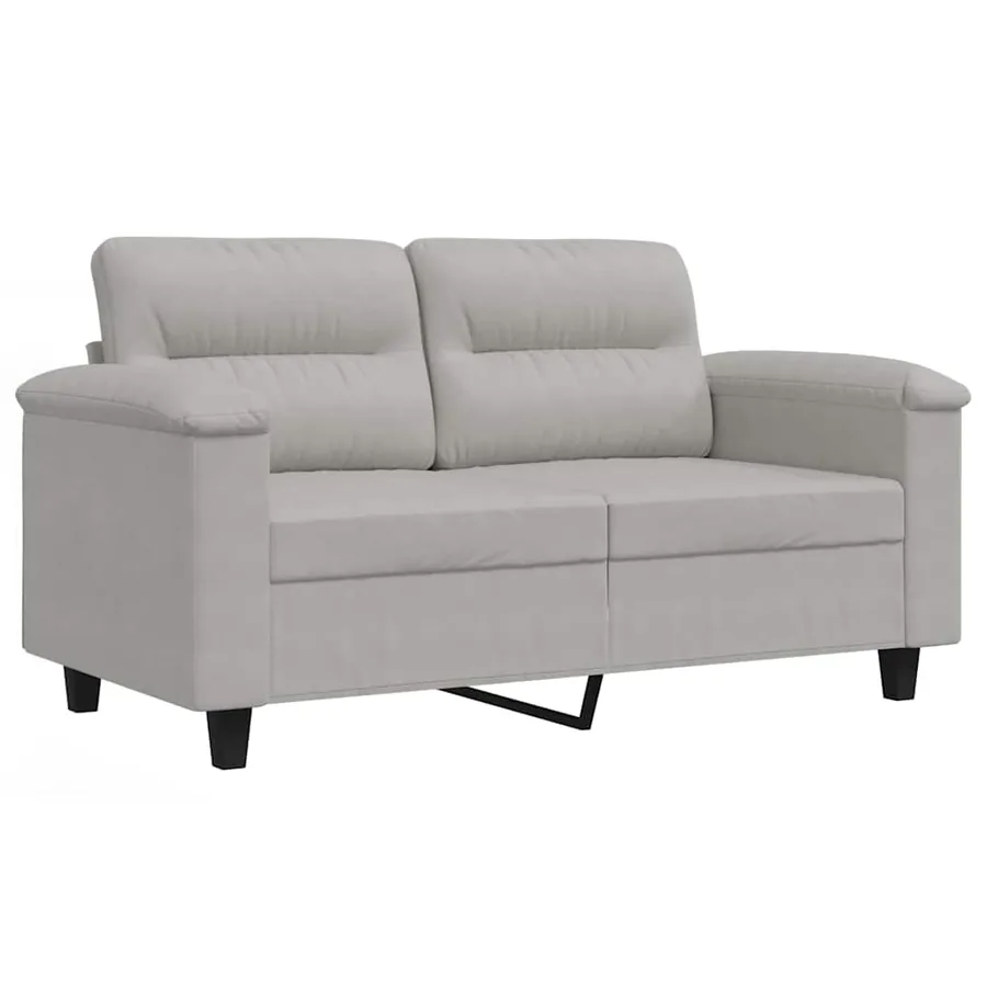 Canapé à 2 places Gris clair 120 cm Tissu microfibre - 2
