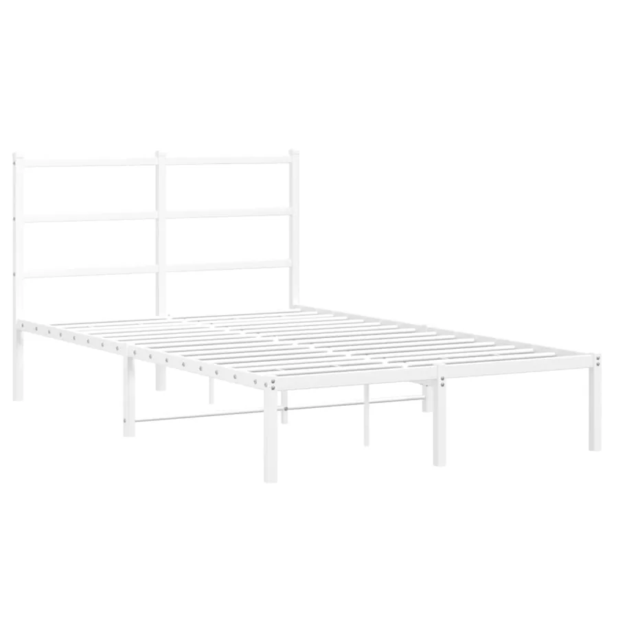 Cadre de lit métal sans matelas et tête de lit blanc 120x190 cm - 3