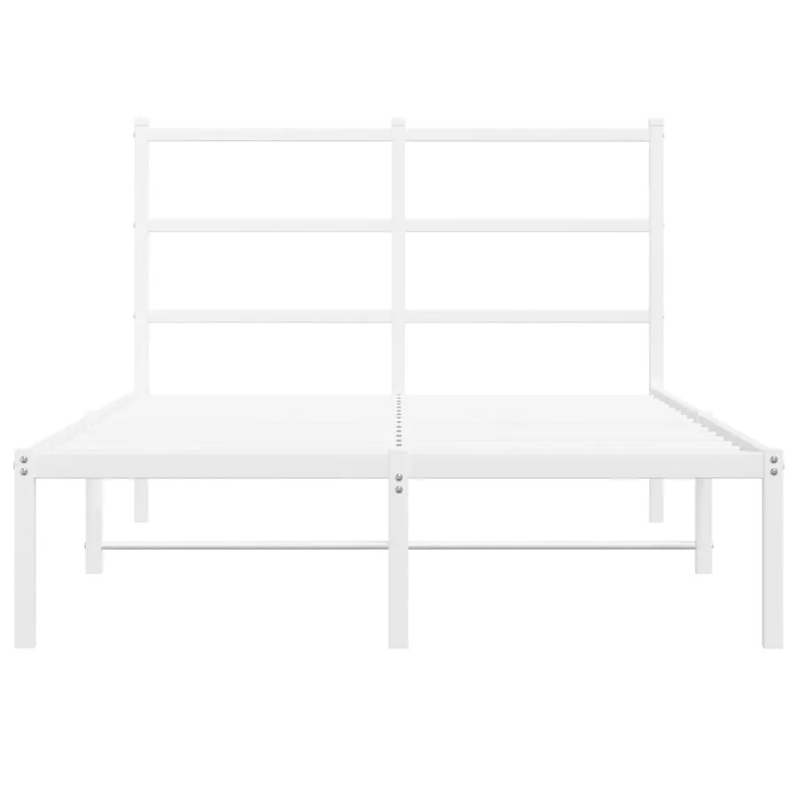 Cadre de lit métal sans matelas et tête de lit blanc 120x190 cm - 5