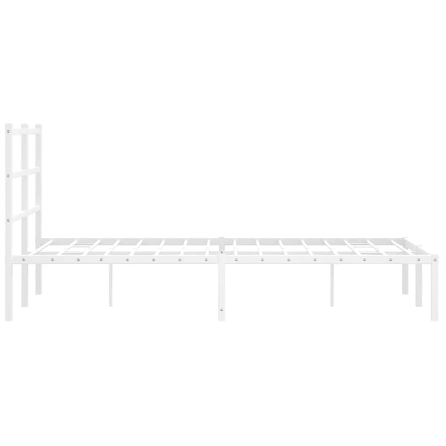 Cadre de lit métal sans matelas et tête de lit blanc 120x190 cm - 6