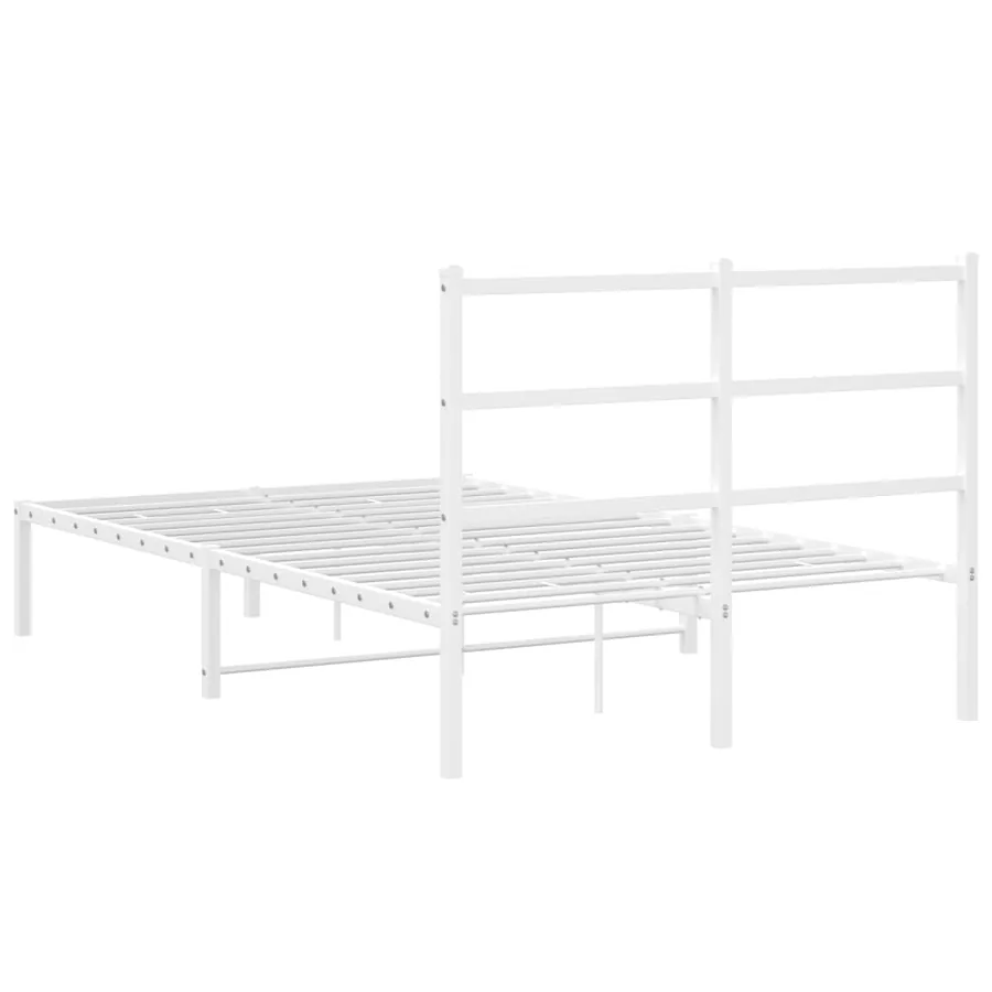 Cadre de lit métal sans matelas et tête de lit blanc 120x190 cm - 7