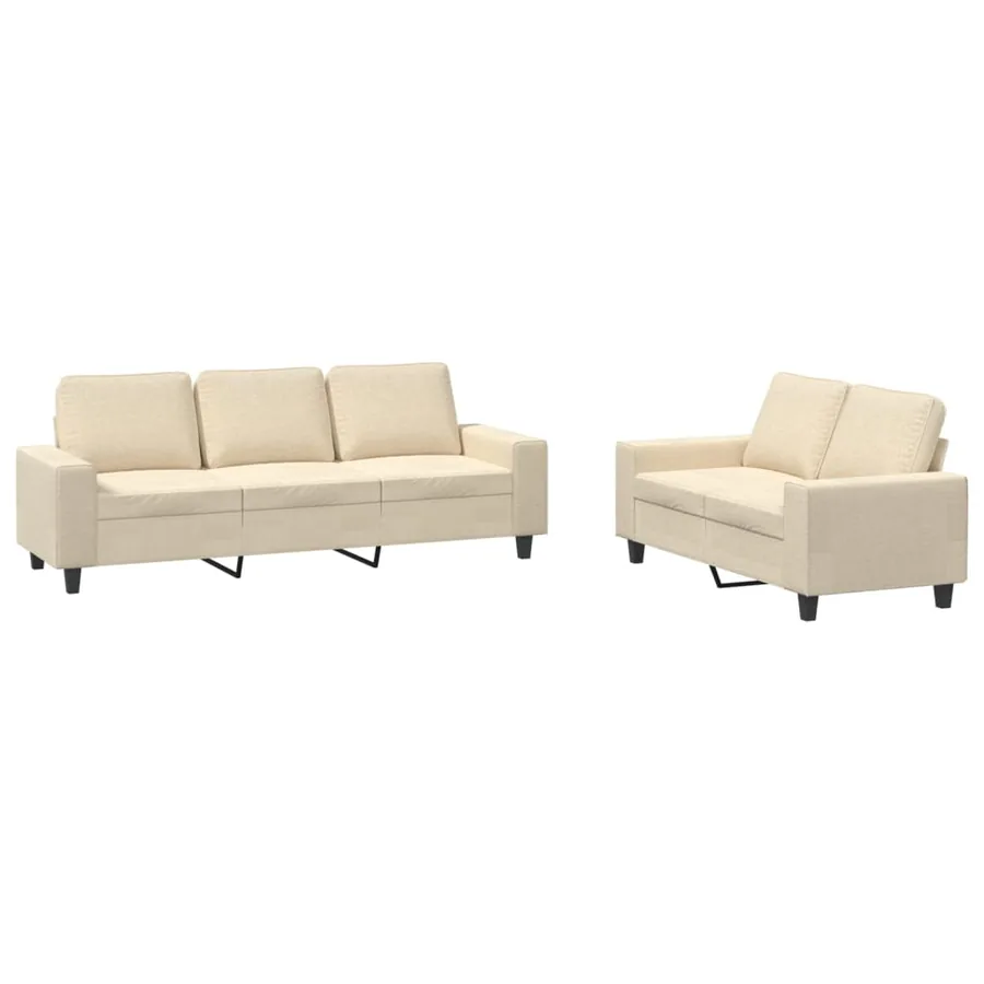 Ensemble de canapés 2 pcs crème tissu - 2