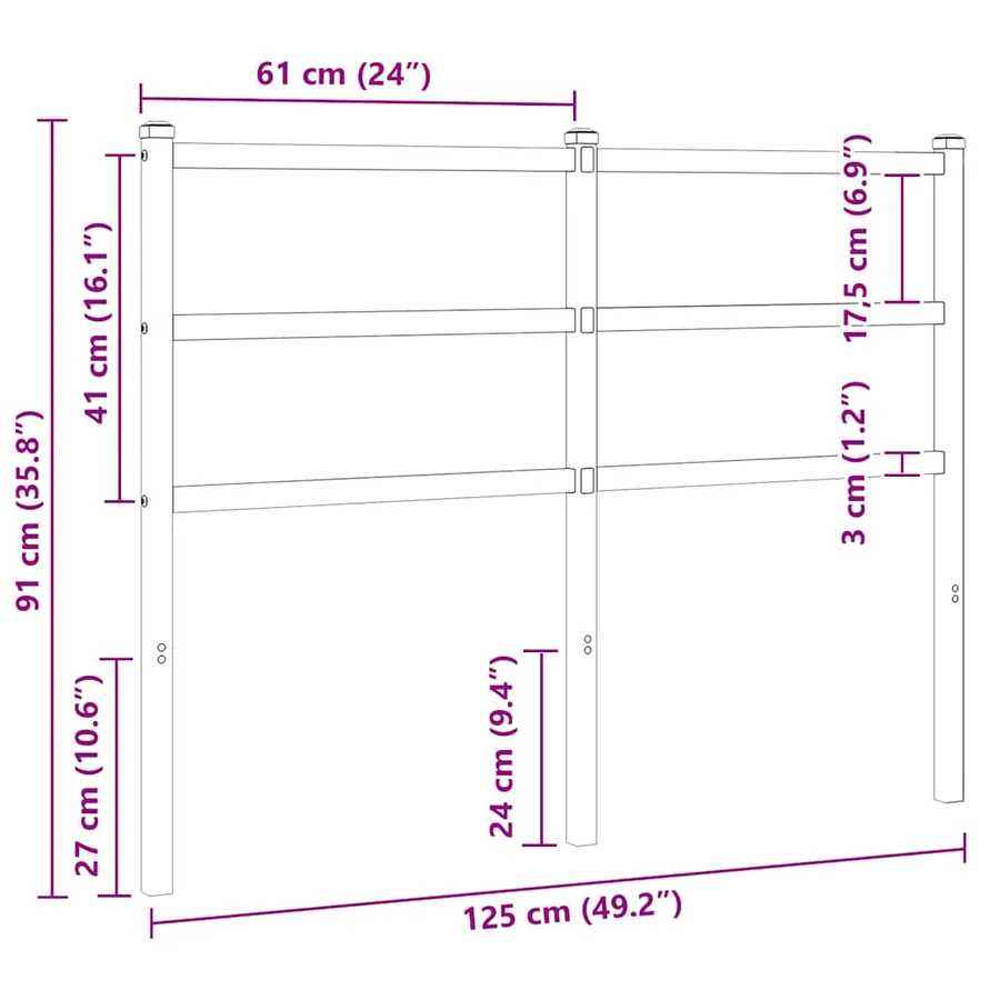 Tête de lit de remplacement métal blanc 120 cm - 5
