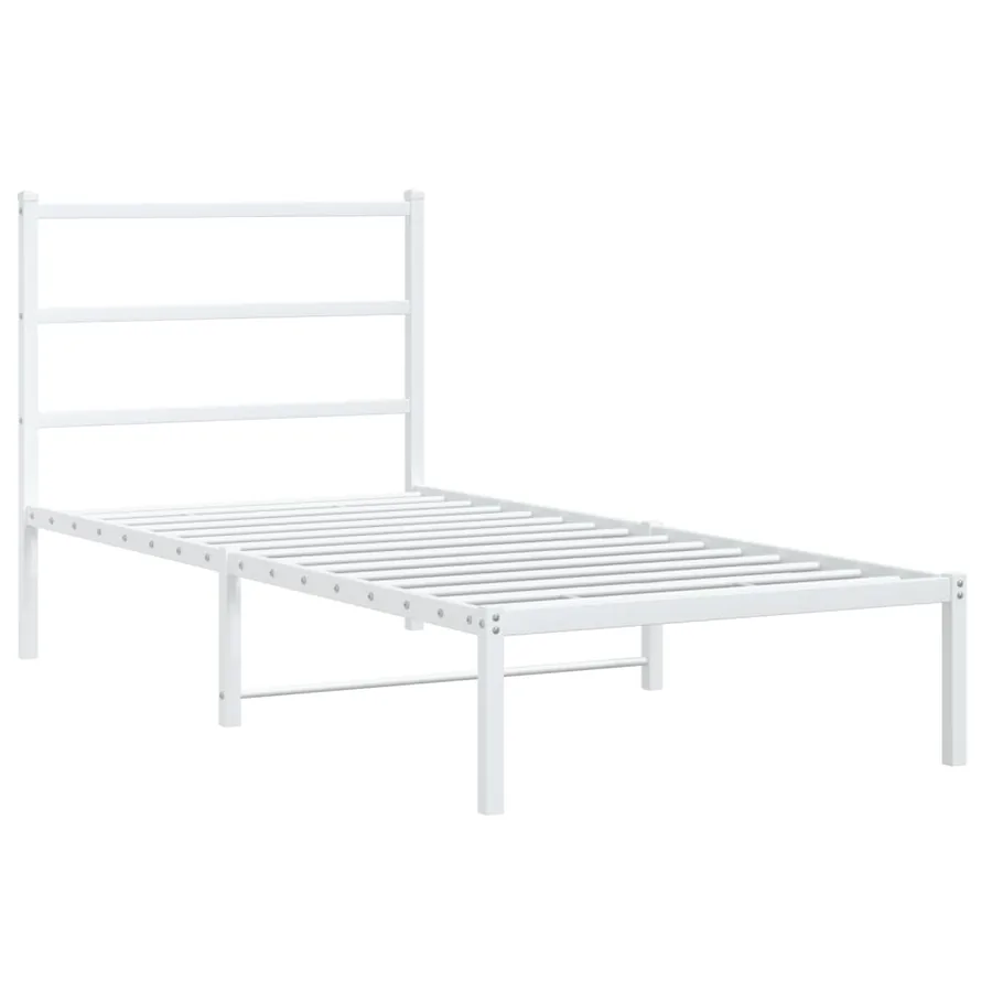 Cadre de lit métal sans matelas avec tête de lit blanc 90x200cm - 3
