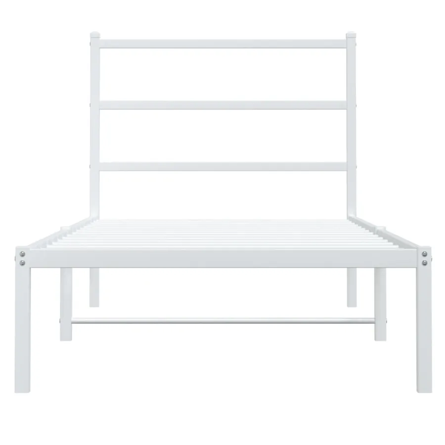 Cadre de lit métal sans matelas avec tête de lit blanc 90x200cm - 5