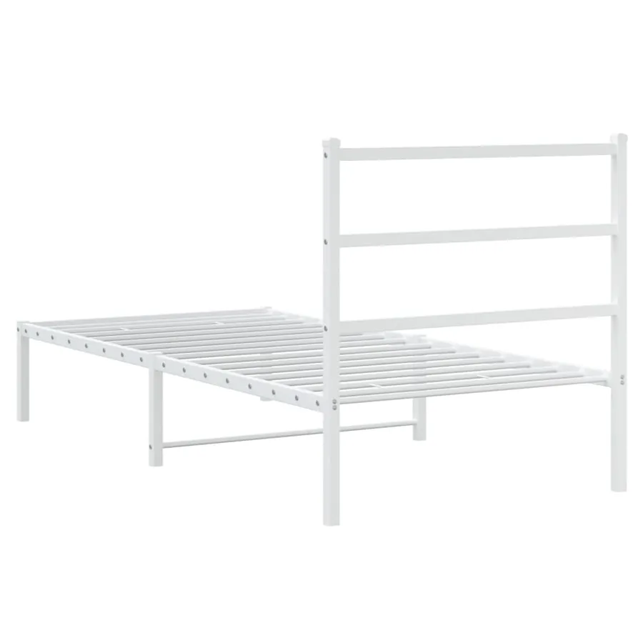 Cadre de lit métal sans matelas avec tête de lit blanc 90x200cm - 7