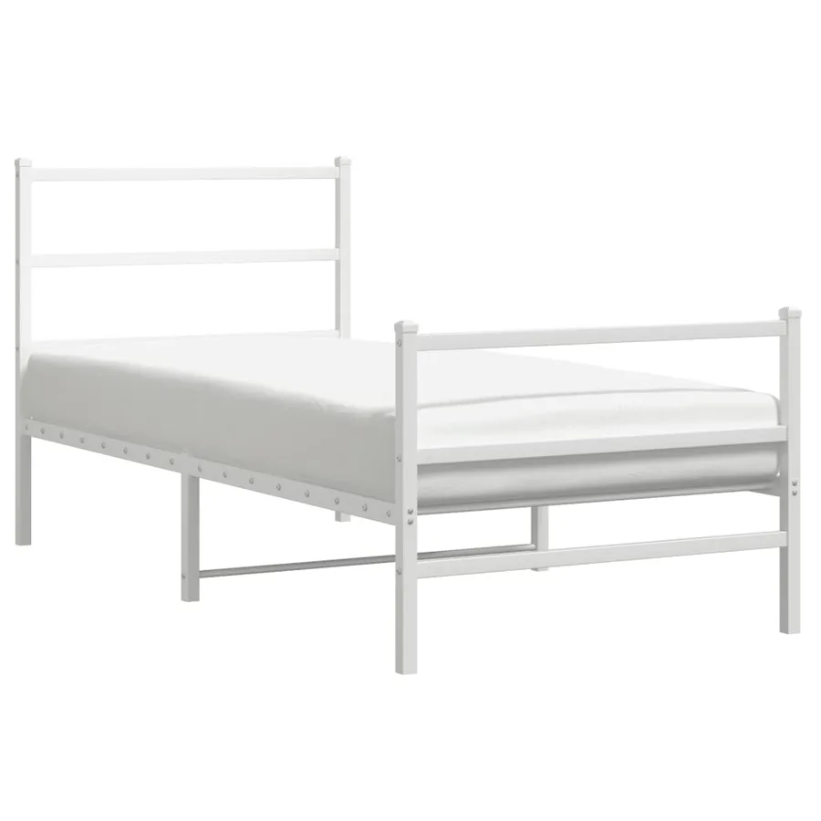 Cadre de lit métal sans matelas avec pied de lit blanc 90x190cm - 2