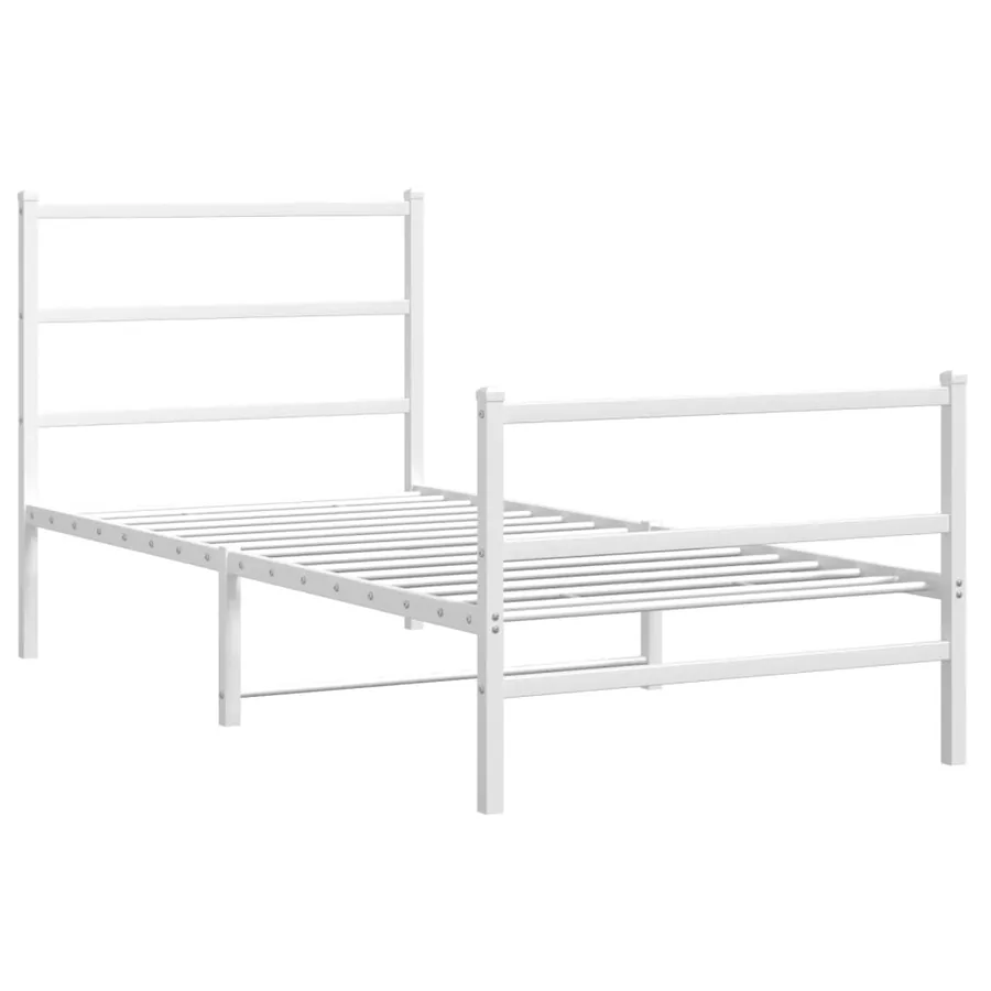 Cadre de lit métal sans matelas avec pied de lit blanc 90x190cm - 3