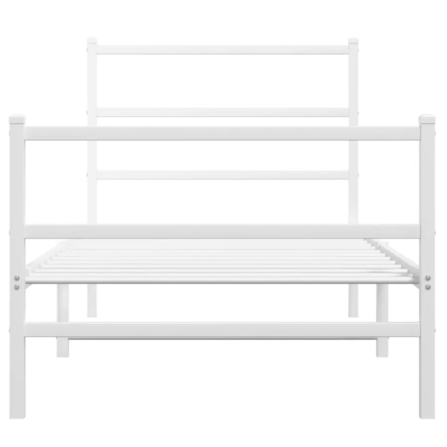 Cadre de lit métal sans matelas avec pied de lit blanc 90x190cm - 5