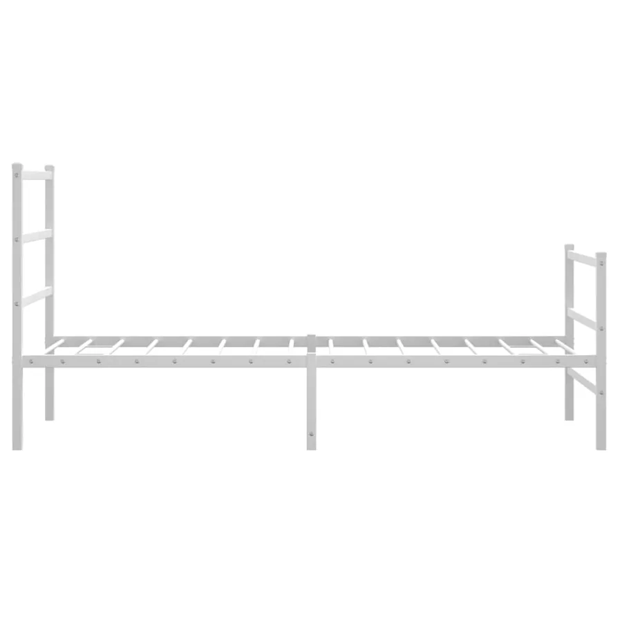 Cadre de lit métal sans matelas avec pied de lit blanc 90x190cm - 6