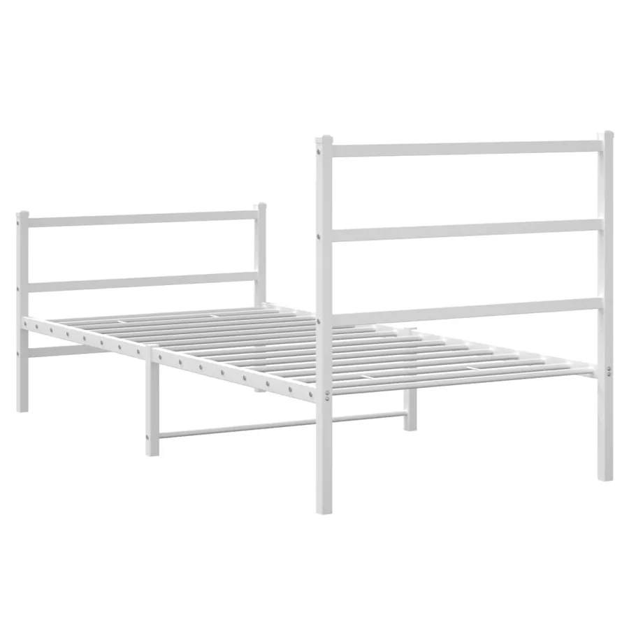 Cadre de lit métal sans matelas avec pied de lit blanc 90x190cm - 7