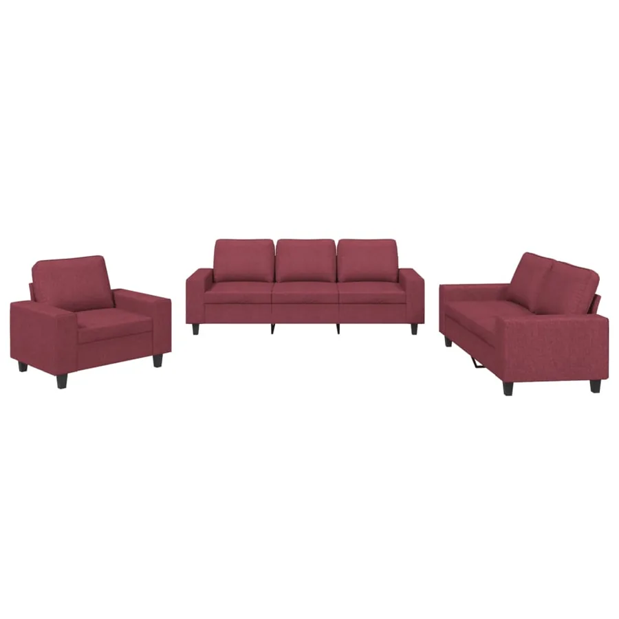 Ensemble de canapés 3 pcs rouge bordeaux tissu - 2