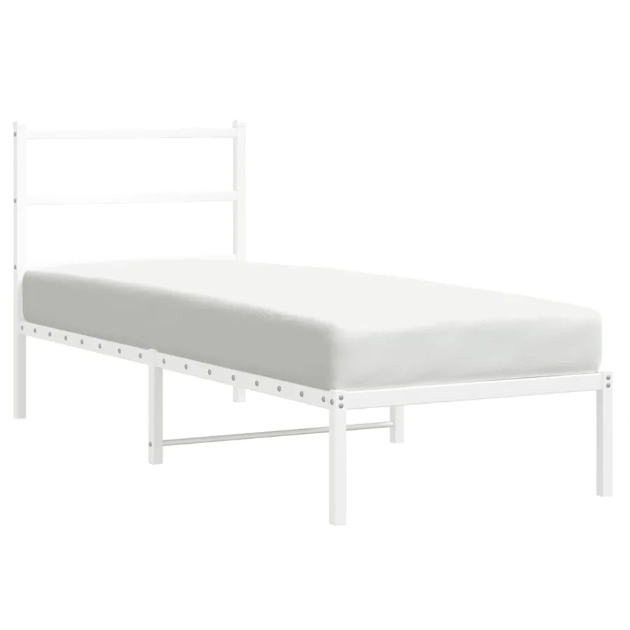 Cadre de lit métal sans matelas avec tête de lit blanc 80x200cm - 2