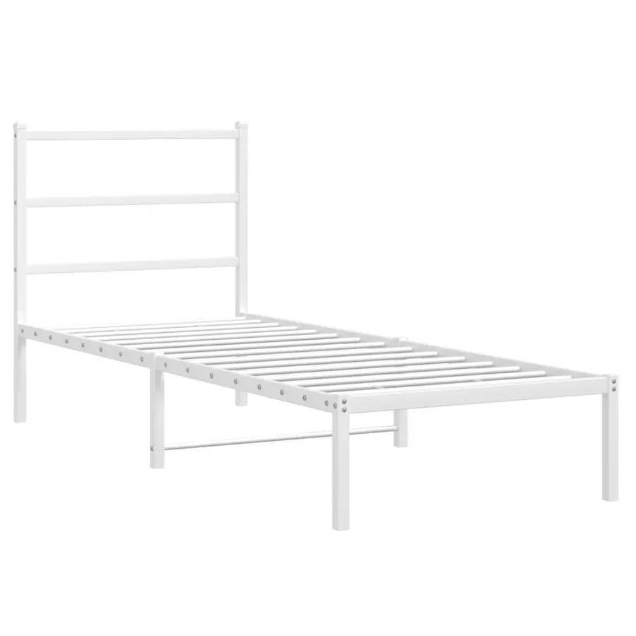 Cadre de lit métal sans matelas avec tête de lit blanc 80x200cm - 3