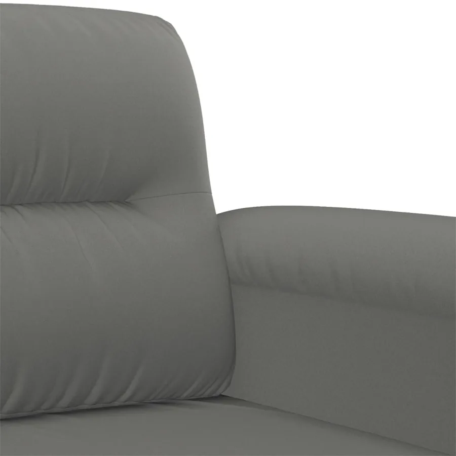 Ensemble de canapés 2 pcs coussins gris foncé tissu microfibre - 5