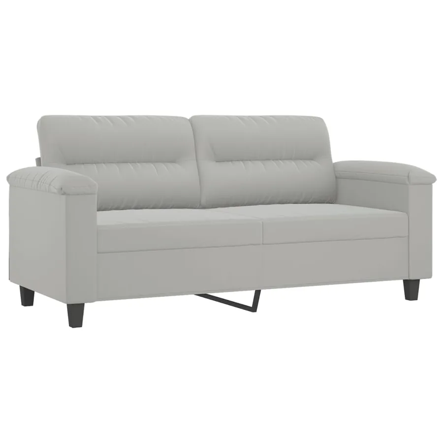 Ensemble de canapés 3 pcs coussins gris clair tissu microfibre - 4