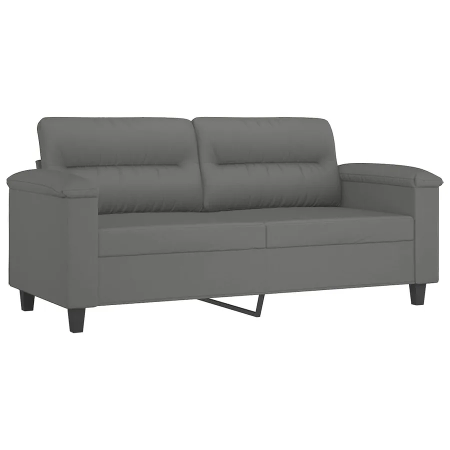Ensemble de canapés 2 pcs coussins Gris foncé Tissu microfibre - 4