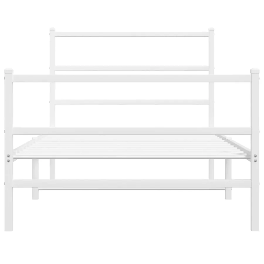 Cadre de lit métal sans matelas et pied de lit blanc 100x190 cm - 5