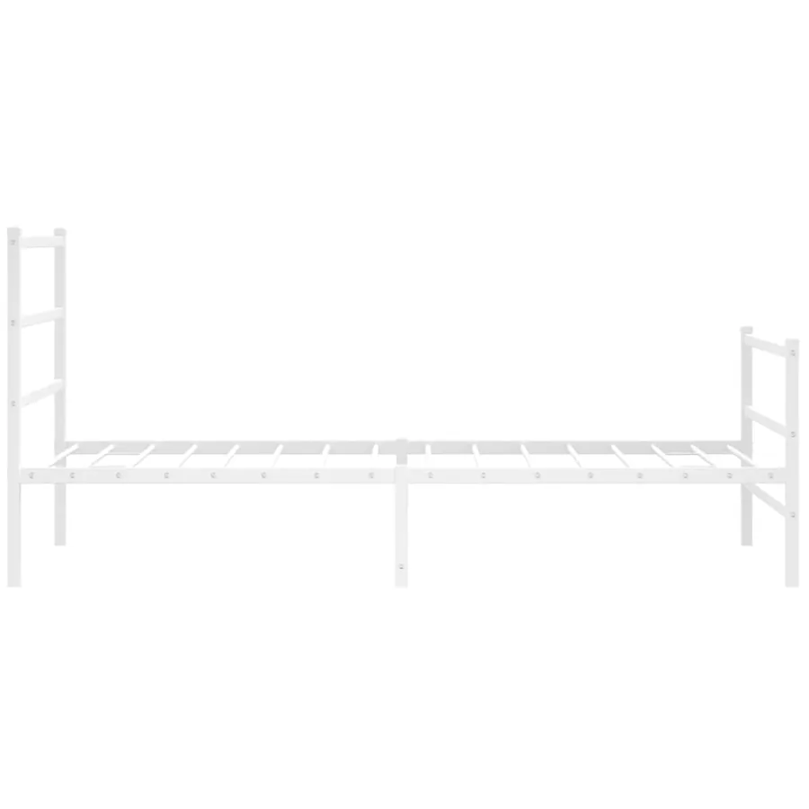 Cadre de lit métal sans matelas et pied de lit blanc 100x190 cm - 6