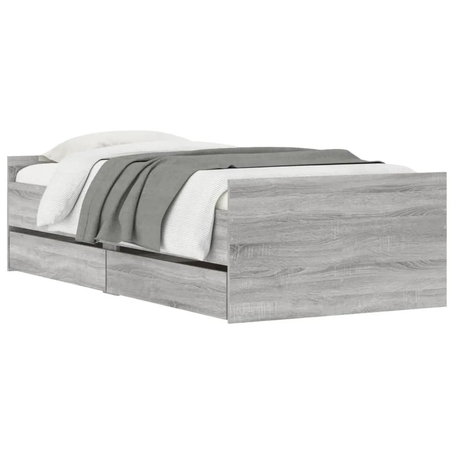 Cadre de lit avec tiroirs sans matelas sonoma gris 90x200 cm - 3