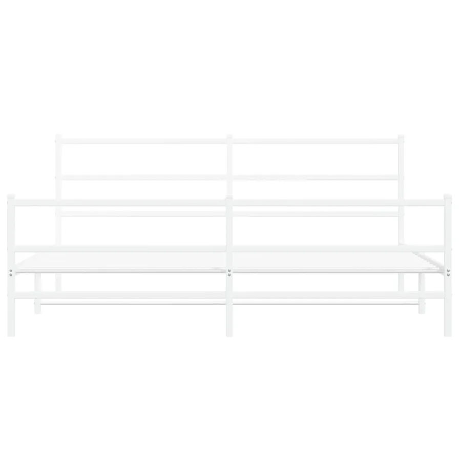 Cadre de lit métal sans matelas et pied de lit blanc 200x200 cm - 5