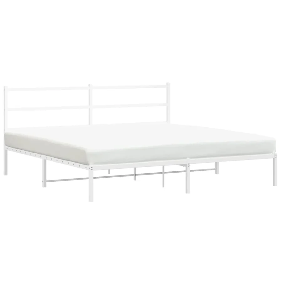 Cadre de lit métal sans matelas et tête de lit blanc 180x200 cm - 2