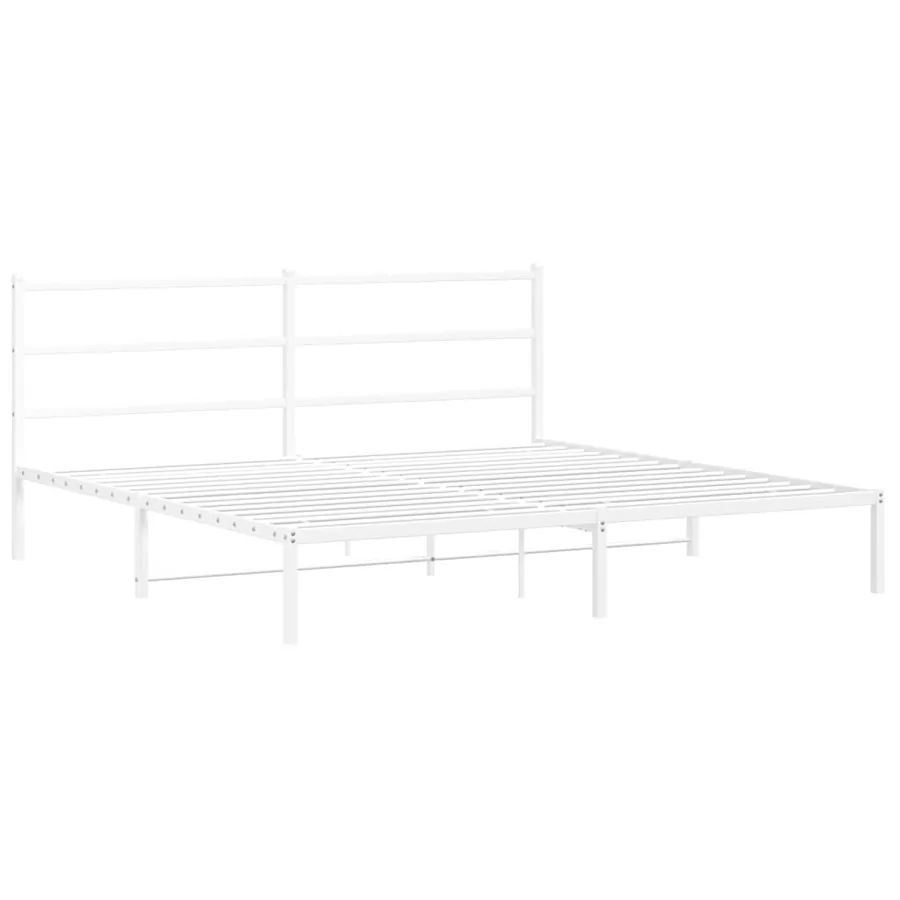 Cadre de lit métal sans matelas et tête de lit blanc 180x200 cm - 3