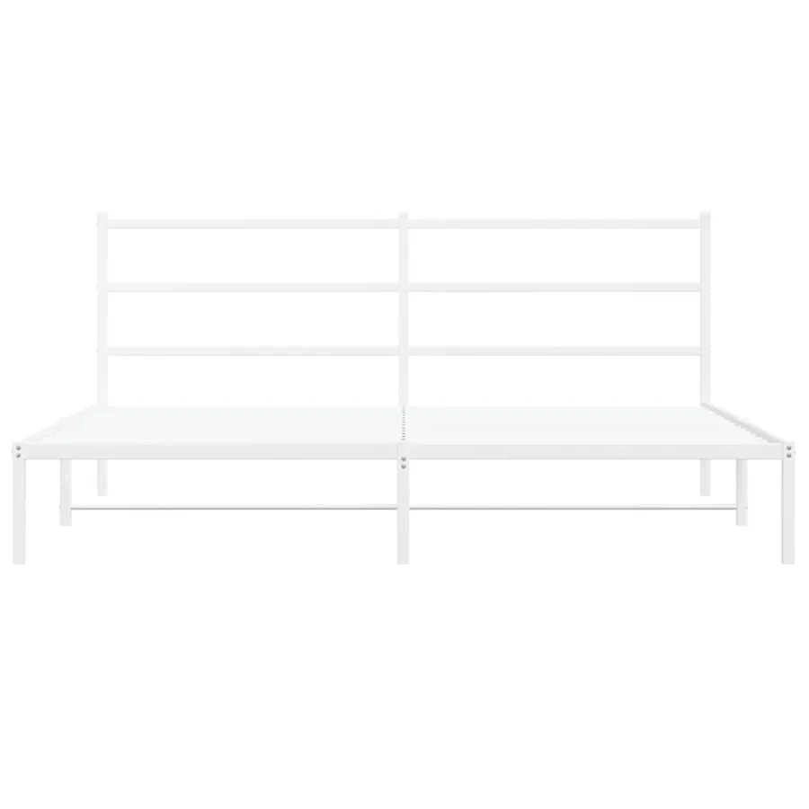 Cadre de lit métal sans matelas et tête de lit blanc 180x200 cm - 5