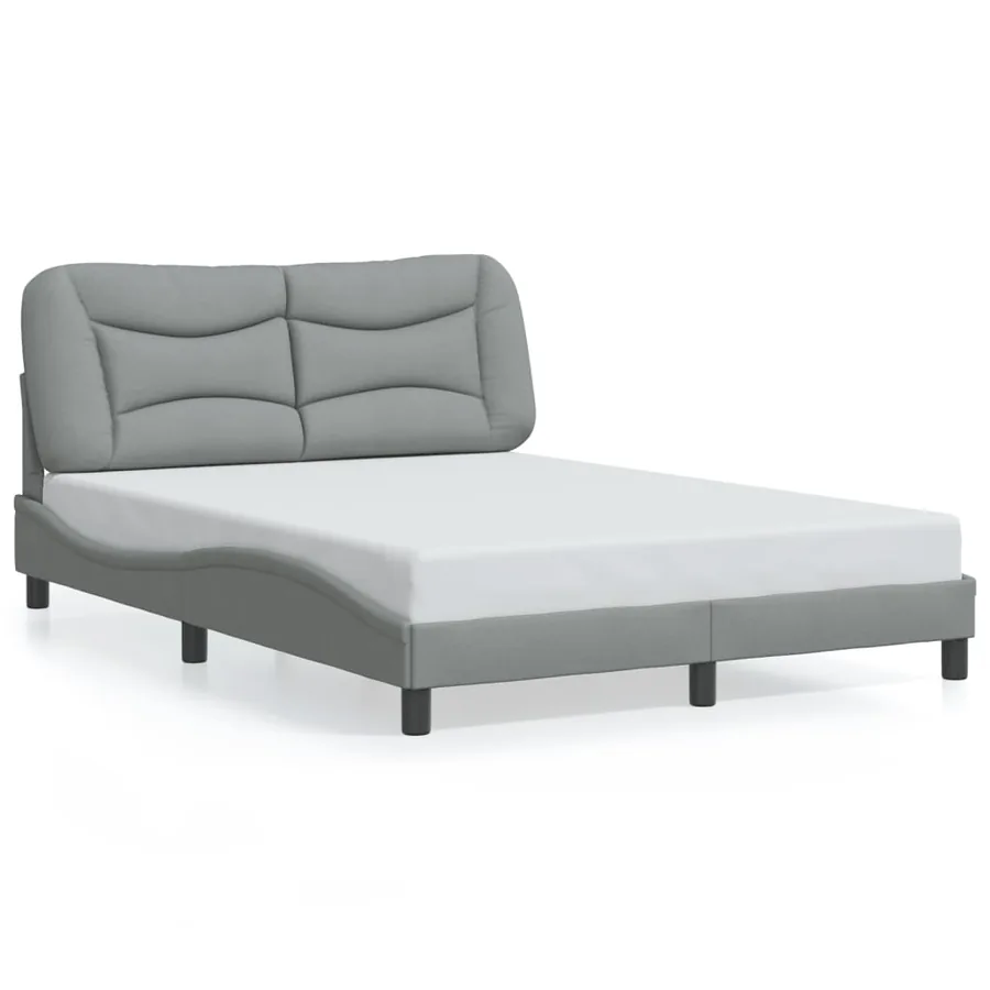 Cadre de lit avec LED sans matelas Hvar gris clair 140x200 cm tissu - 5
