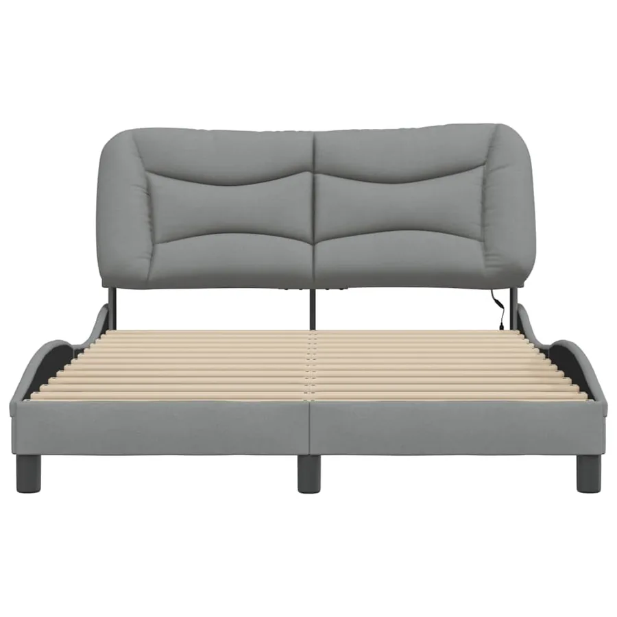 Cadre de lit avec LED sans matelas Hvar gris clair 140x200 cm tissu - 6