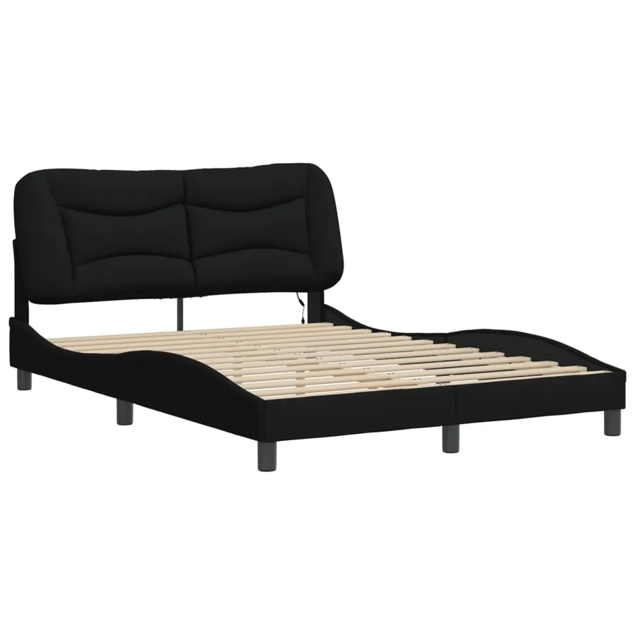 Cadre de lit avec LED sans matelas Hvar noir 140x200 cm tissu - 3