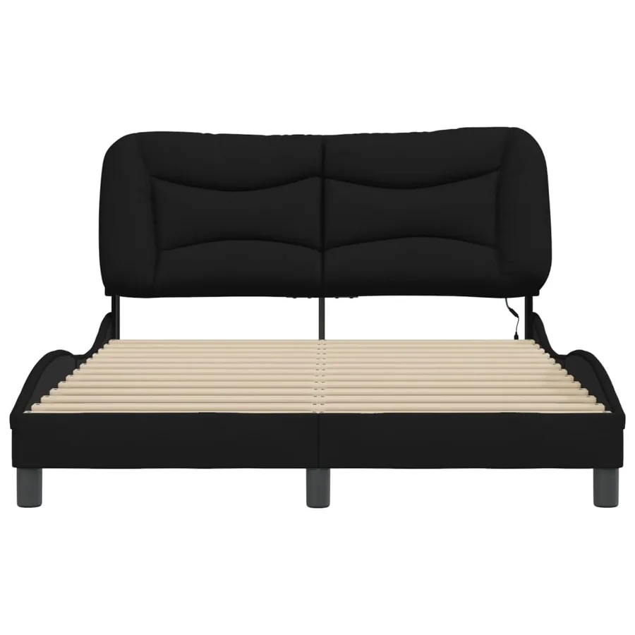 Cadre de lit avec LED sans matelas Hvar noir 140x200 cm tissu - 6
