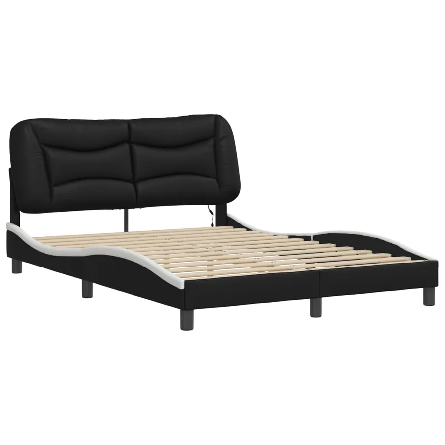 Cadre de lit avec LED sans matelas Hvar noir et blanc 140x200 cm - 3