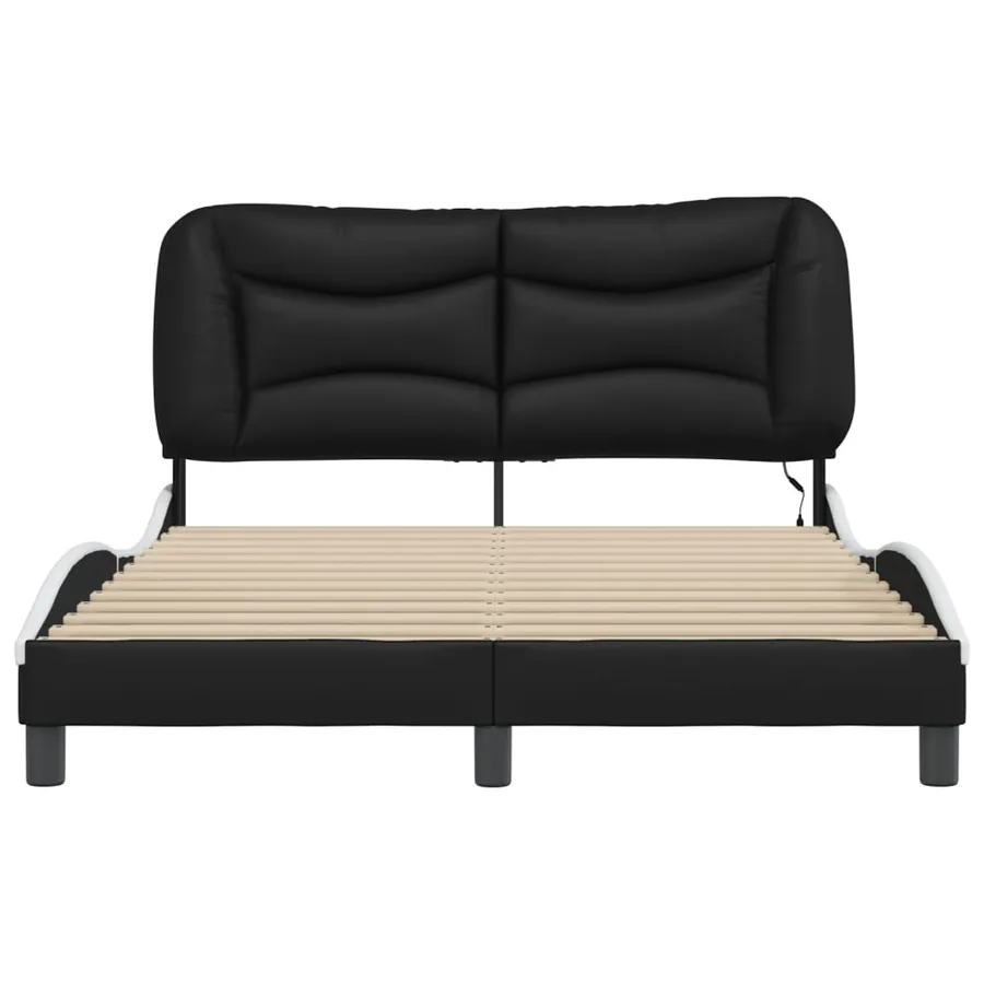 Cadre de lit avec LED sans matelas Hvar noir et blanc 140x200 cm - 6