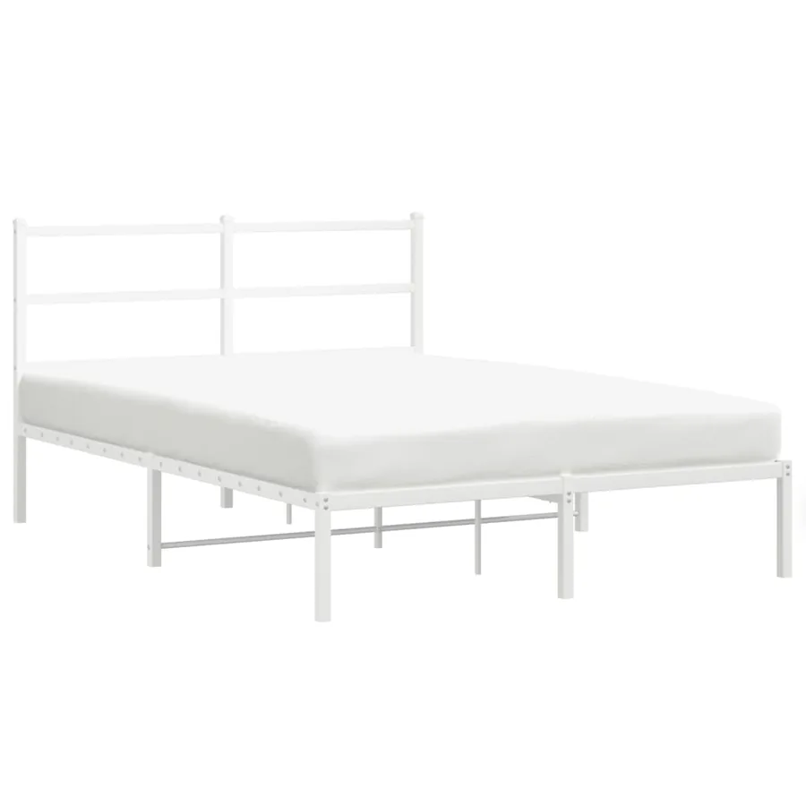 Cadre de lit métal sans matelas et tête de lit blanc 135x190 cm - 2