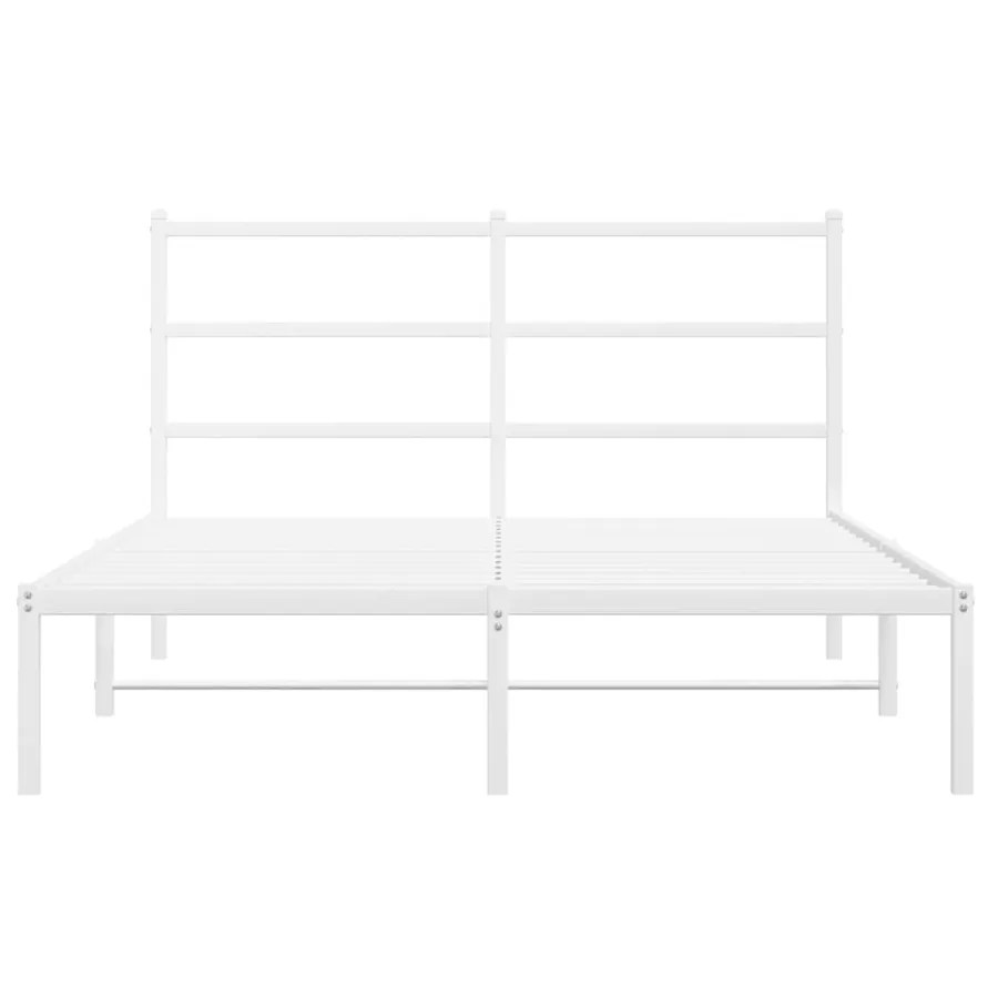 Cadre de lit métal sans matelas et tête de lit blanc 135x190 cm - 5