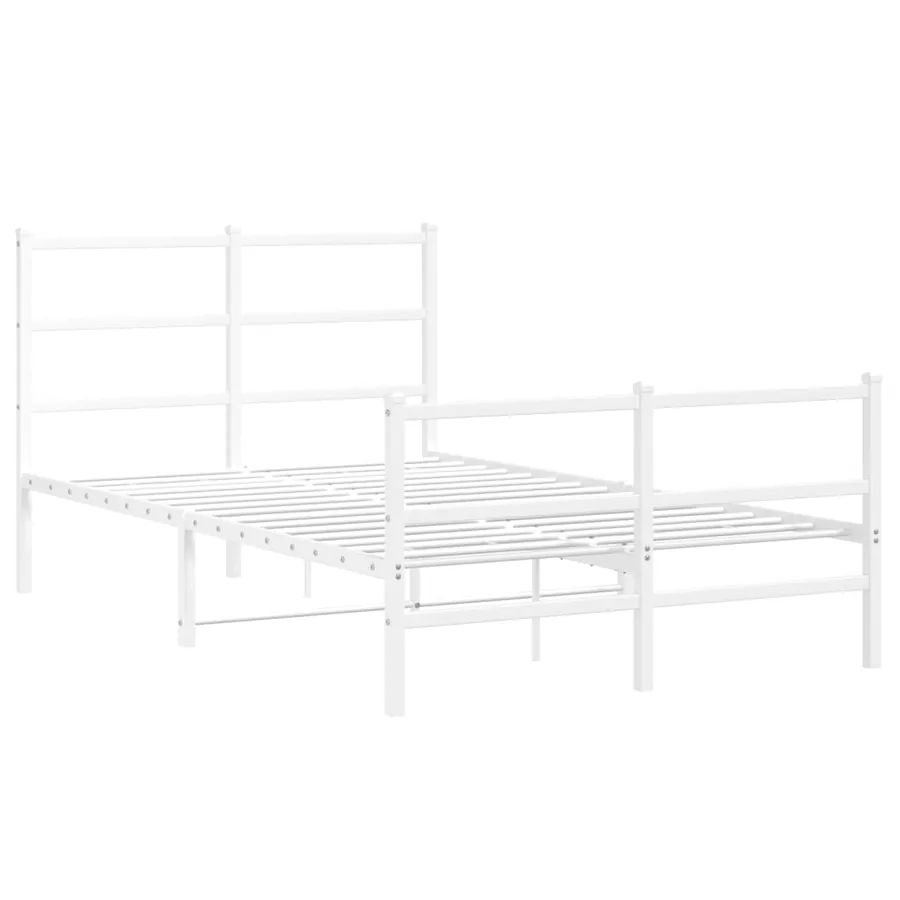 Cadre de lit métal sans matelas et pied de lit blanc 120x200 cm - 3