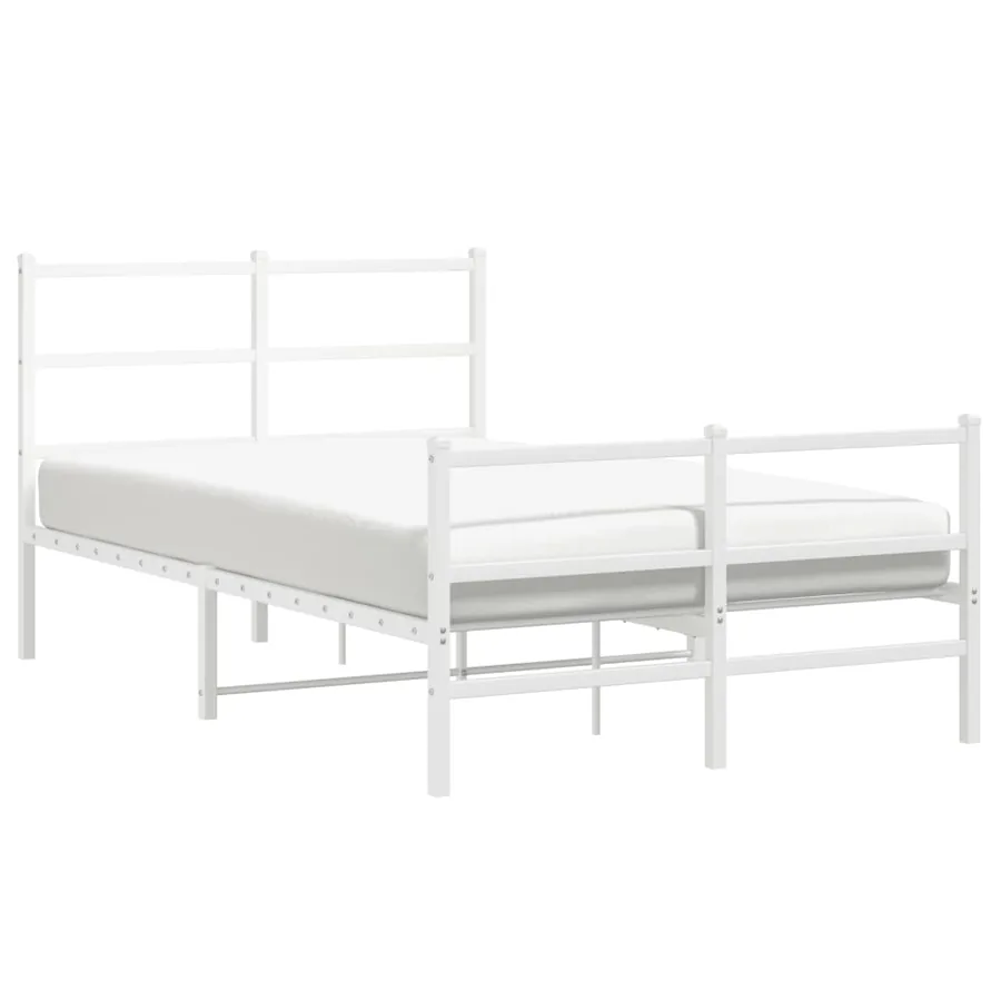 Cadre de lit métal sans matelas et pied de lit blanc 120x200 cm - 4