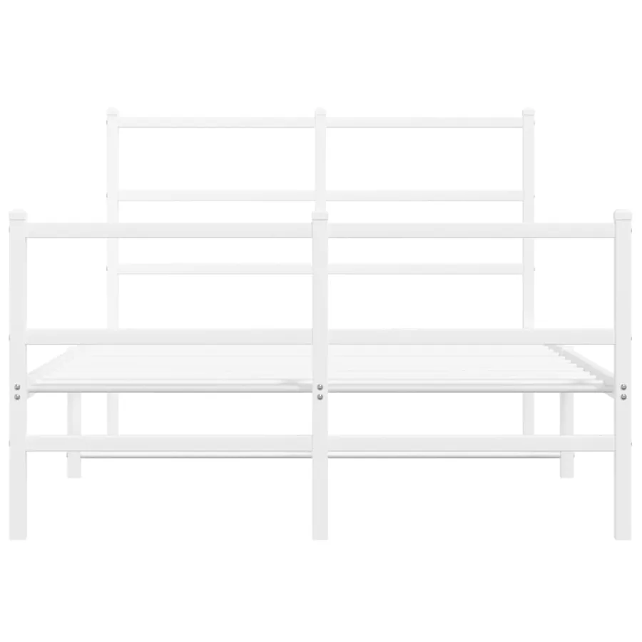 Cadre de lit métal sans matelas et pied de lit blanc 120x200 cm - 5