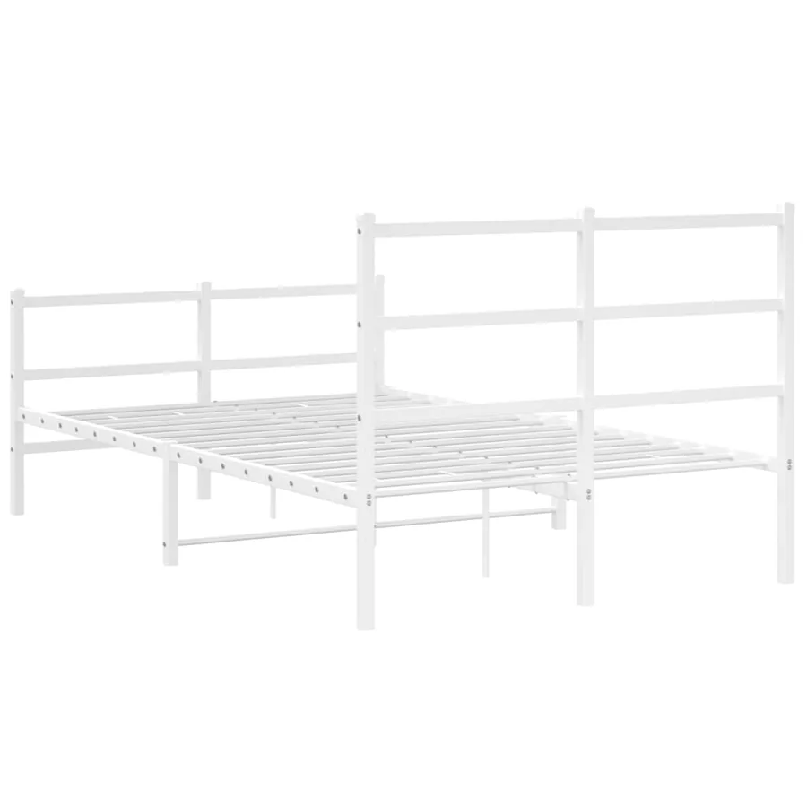 Cadre de lit métal sans matelas et pied de lit blanc 120x200 cm - 7