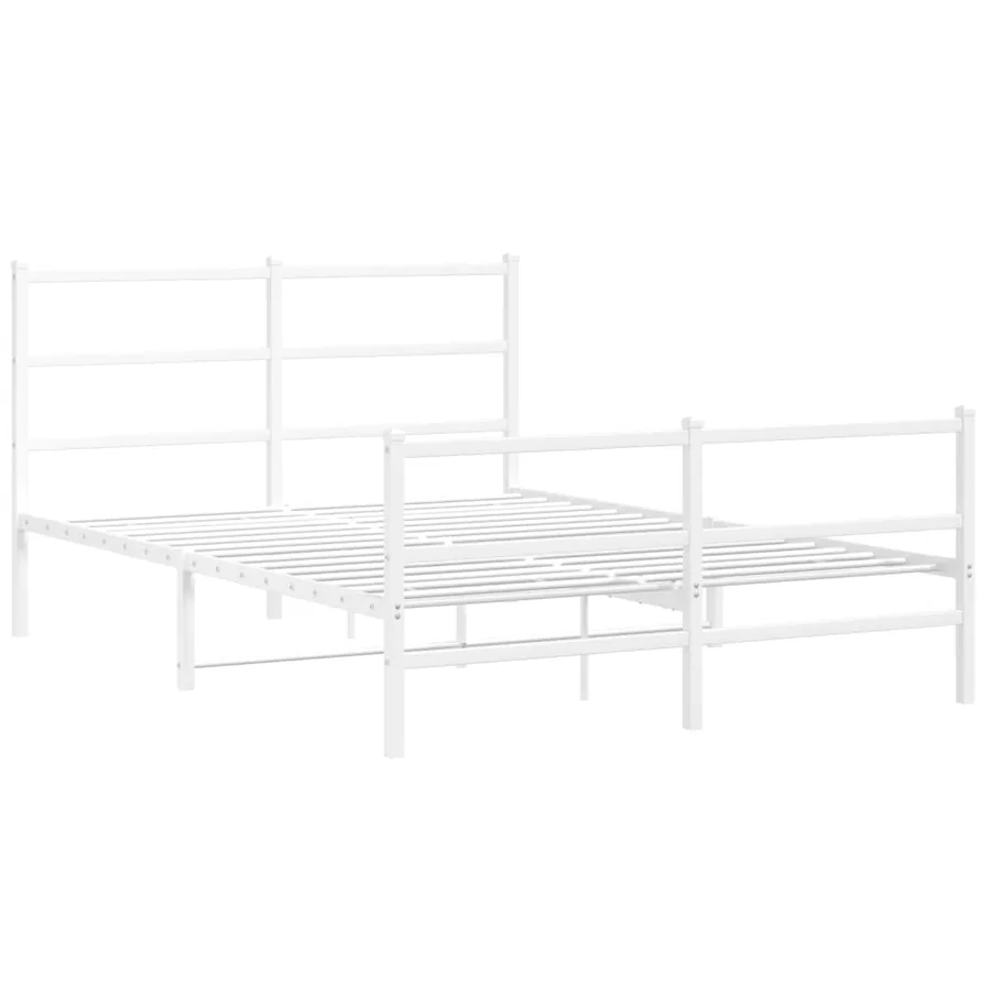 Cadre de lit métal sans matelas et pied de lit blanc 140x190 cm - 3