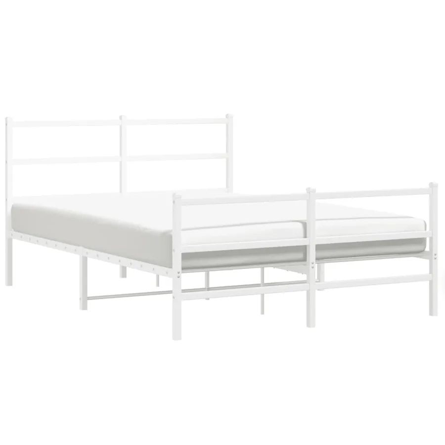 Cadre de lit métal sans matelas et pied de lit blanc 140x190 cm - 4