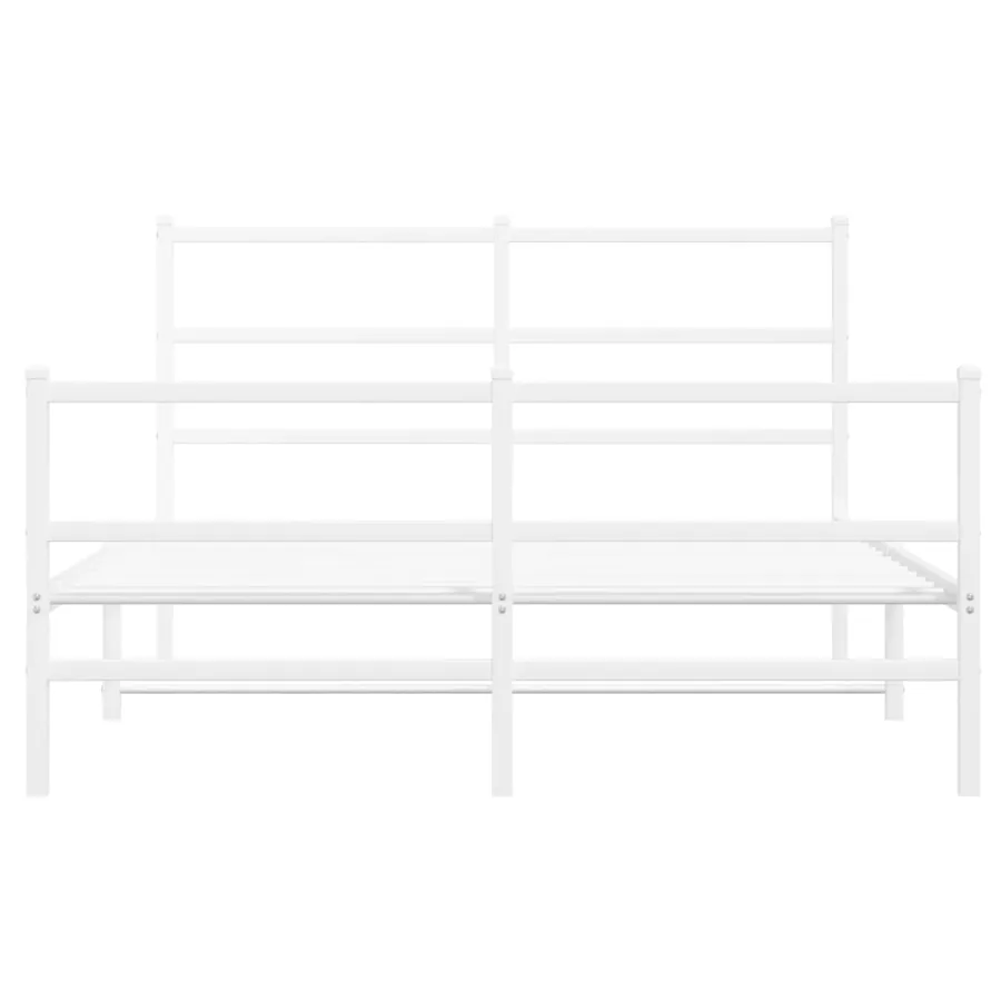Cadre de lit métal sans matelas et pied de lit blanc 140x190 cm - 5