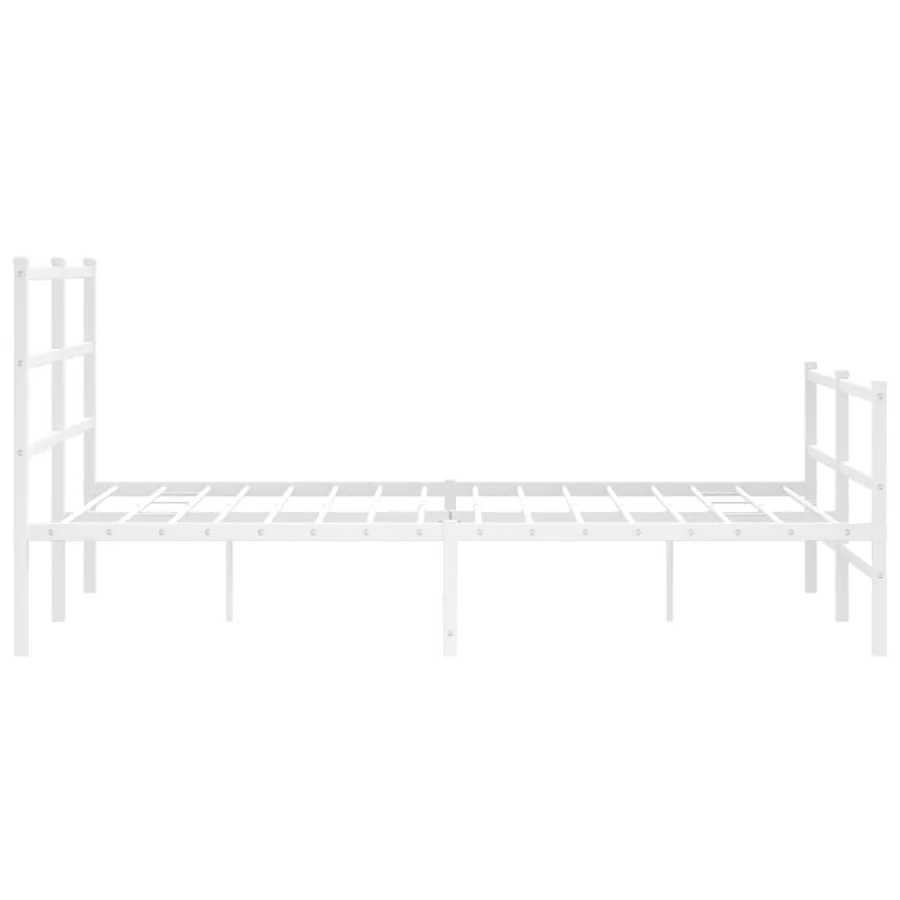 Cadre de lit métal sans matelas et pied de lit blanc 140x190 cm - 6
