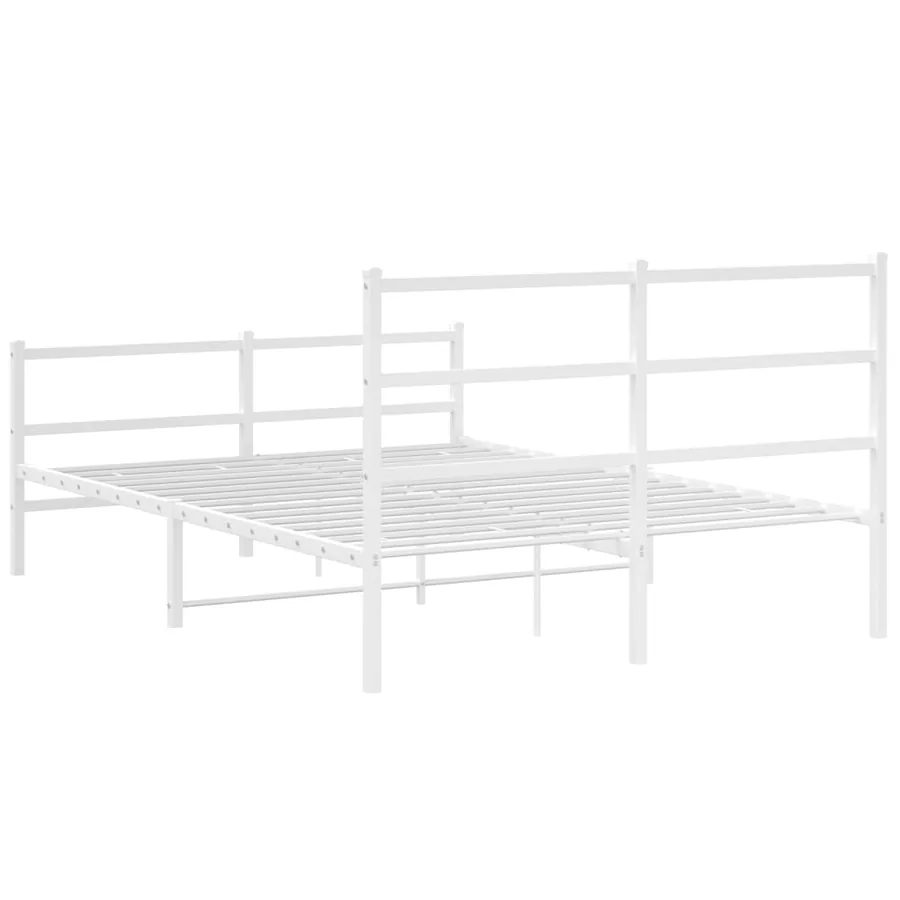 Cadre de lit métal sans matelas et pied de lit blanc 140x190 cm - 7